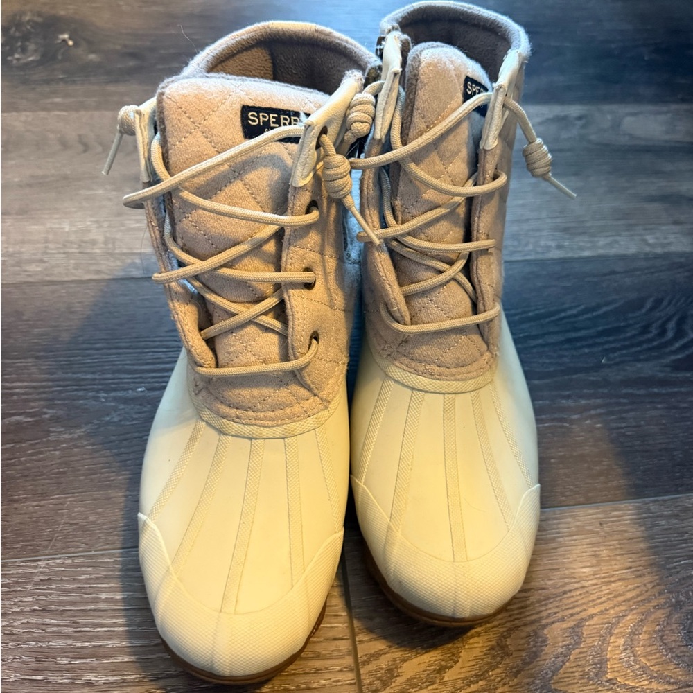 Sperry Tan and Cream Waterproof Boots